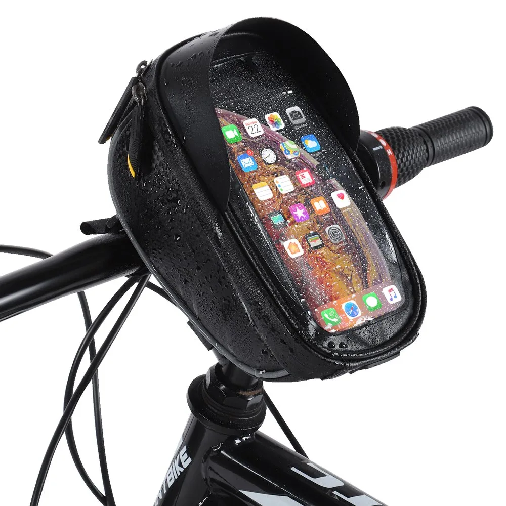 Torba rowerowa na kierownicę z etui na telefon 1 l czarna 7