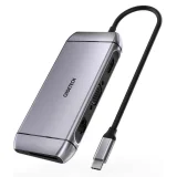 Többfunkciós USB-elosztó SD- és TF-kártyaolvasóval, HDMI 4K, VGA, Full HD, RJ45, 9-in-1, szürke