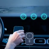 Samochodowy uchwyt magnetyczny + indukcyjna ładowarka Qi 15W czarny 10