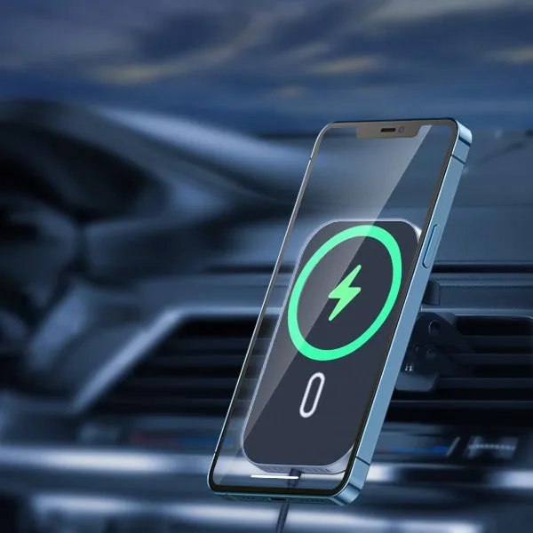 Automobilski magnetski nosač + 15W Qi bežični punjač, crni 6