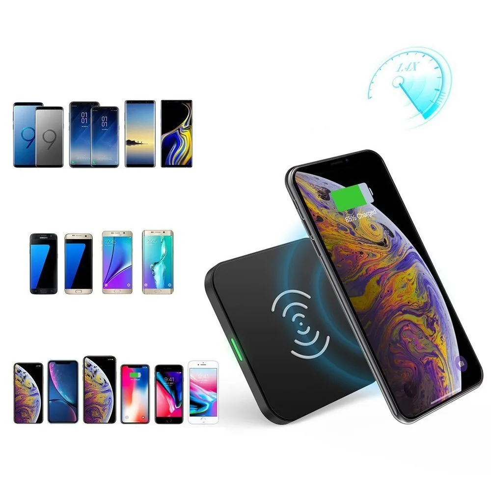 Încărcător wireless Qi de 10 W pentru telefon și căști, negru 3
