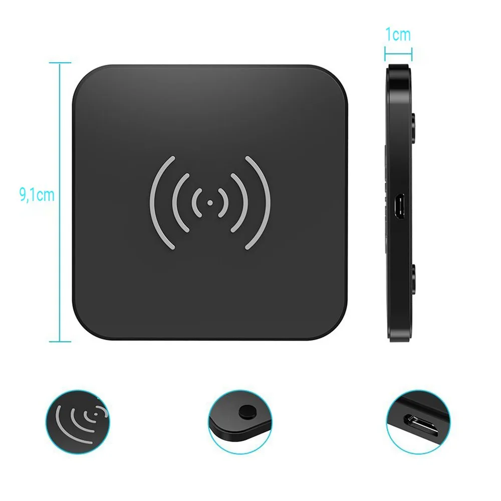 Încărcător wireless Qi de 10 W pentru telefon și căști, negru 4