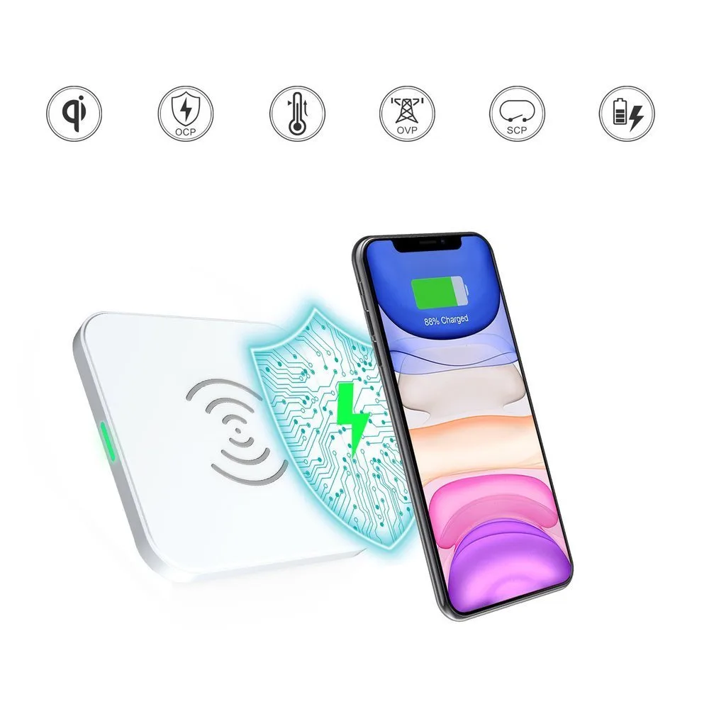 Încărcător wireless Qi de 10 W pentru telefon și căști, negru 5