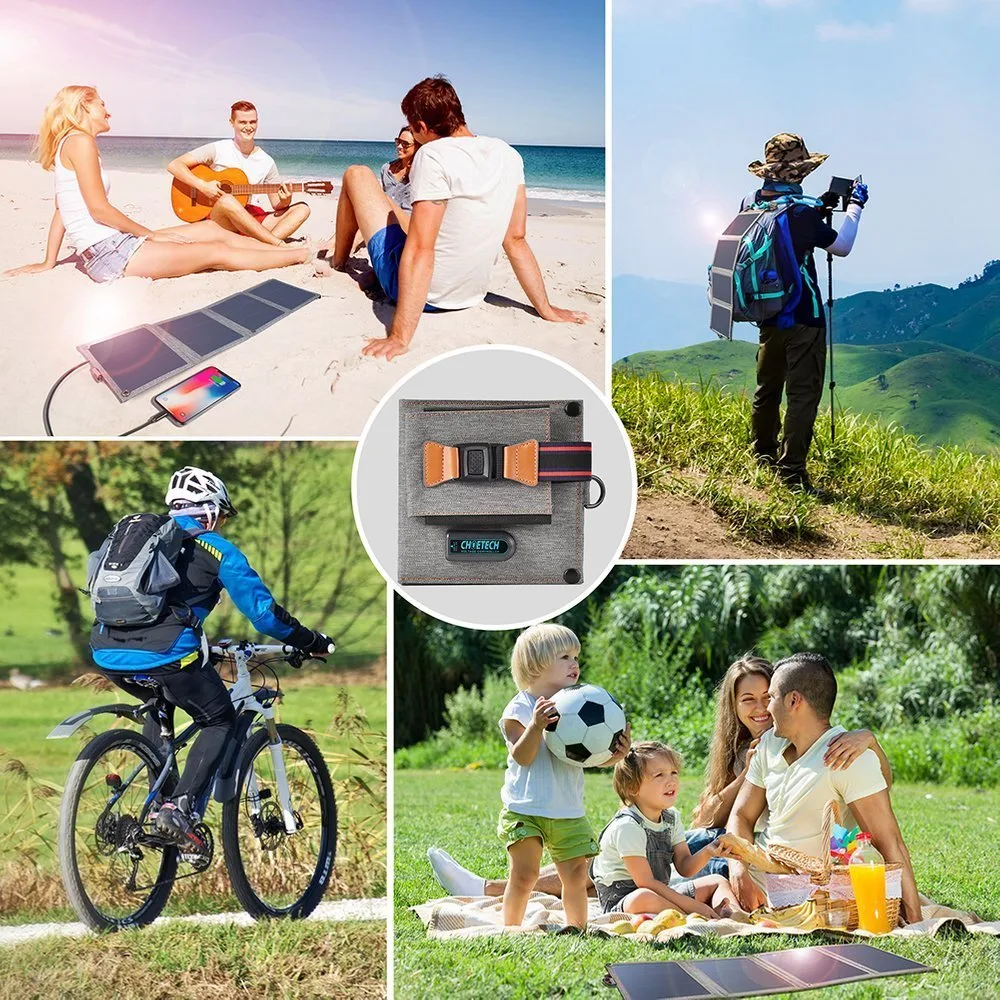 14W sklopivi sivi putni solarni punjač za telefon s USB-om 10