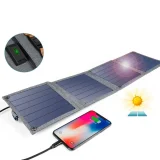 14 W-os, összecsukható, szürke utazási napelemes telefon-töltő USB-vel 3