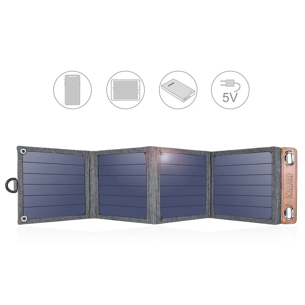14W sklopivi sivi putni solarni punjač za telefon s USB-om 4