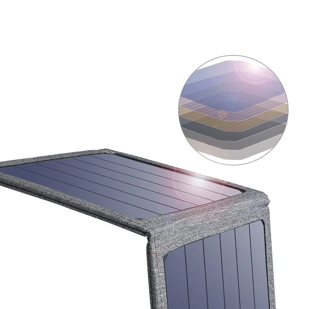 14W sklopivi sivi putni solarni punjač za telefon s USB-om 5