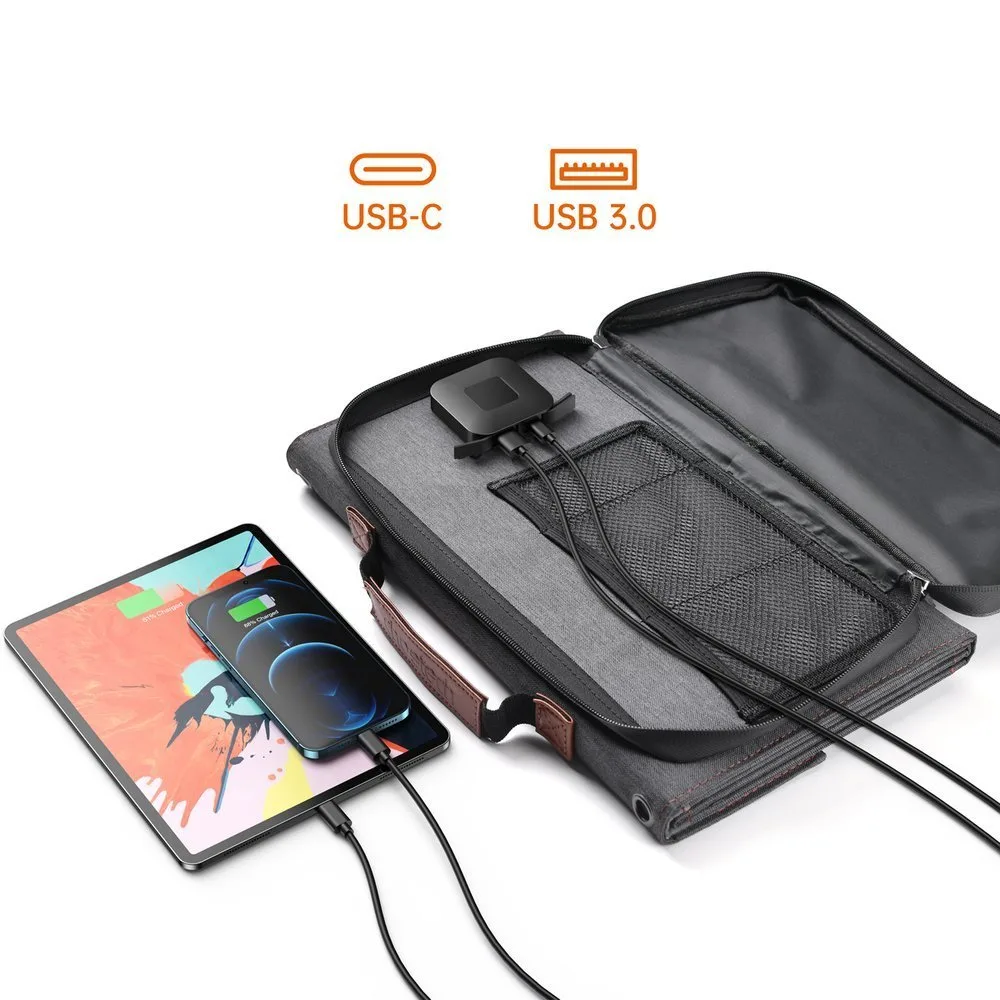 36W QC PD USB-C Solar Travel Charger, Gray 8