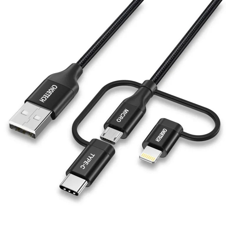 MFI Lightning–USB Type-C–micro USB 3 az 1-ben kábel, 1,2 m, fekete