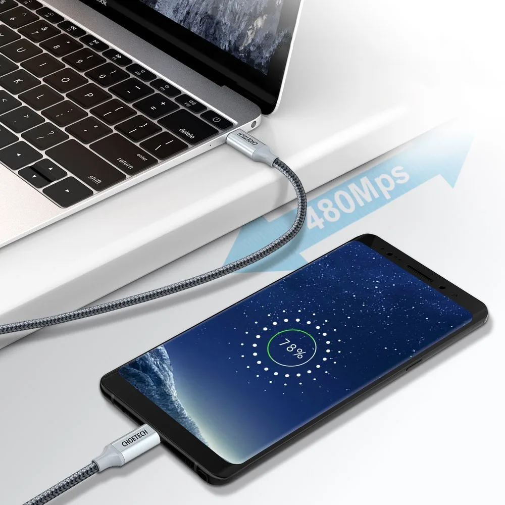 Cablu USB Type-C la USB Type-C - 5A 100W Power Delivery 480Mbps 1,8 m Gri 4
