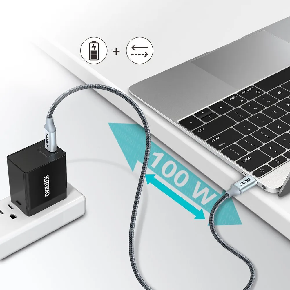 Cablu USB Type-C la USB Type-C - 5A 100W Power Delivery 480Mbps 1,8 m Gri 5