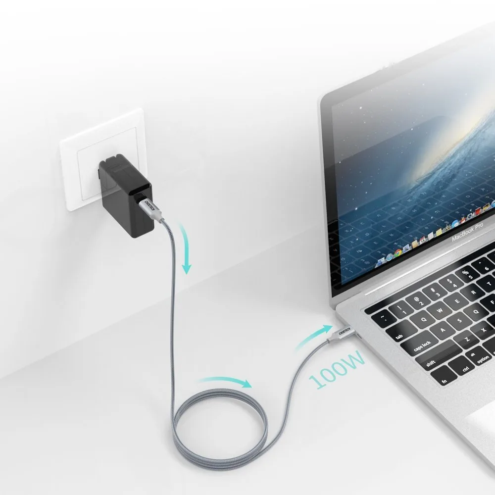 Cablu USB Type-C la USB Type-C - 5A 100W Power Delivery 480Mbps 1,8 m Gri 7