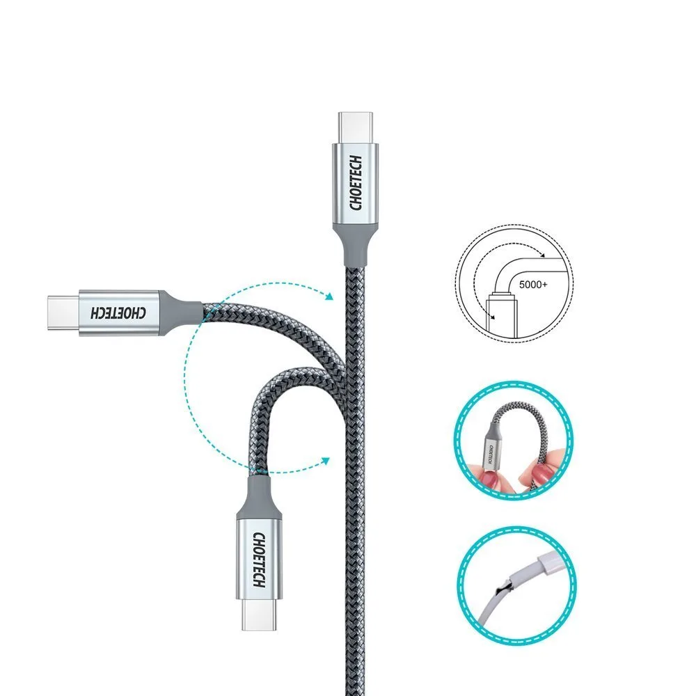 Cablu USB Type-C la USB Type-C - 5A 100W Power Delivery 480Mbps 1,8 m Gri 8