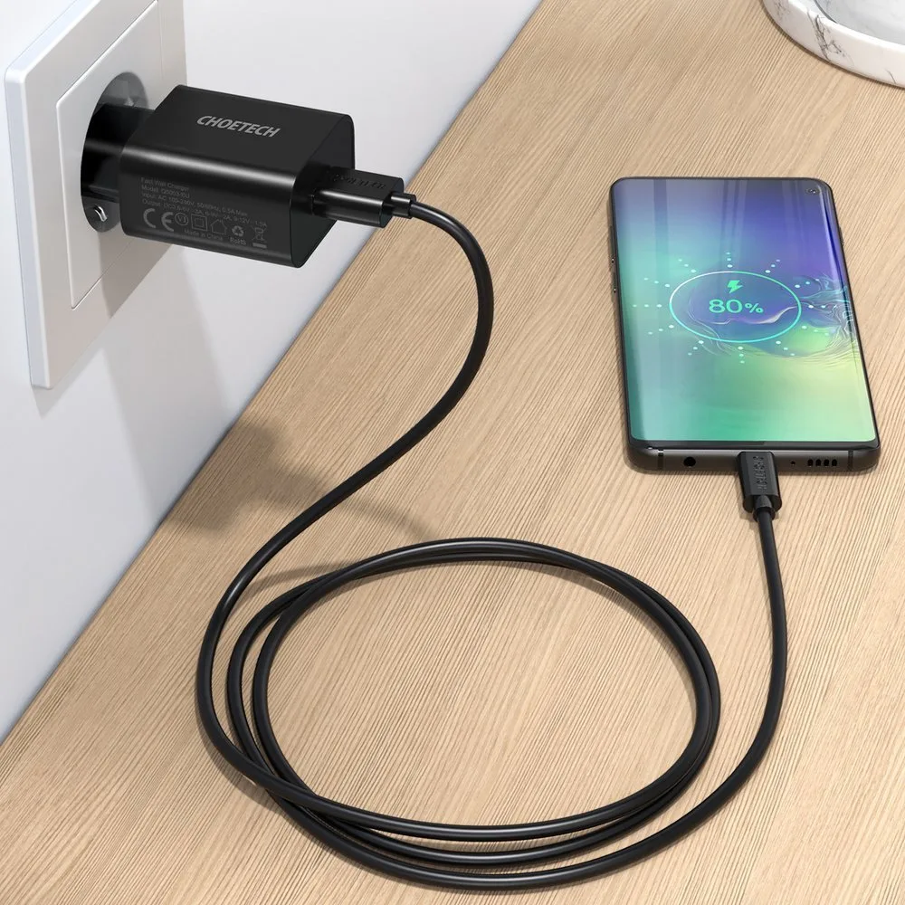 QuickCharge 3.0 18W 3A brzi AC punjač + 1 m crni USB kabel 4