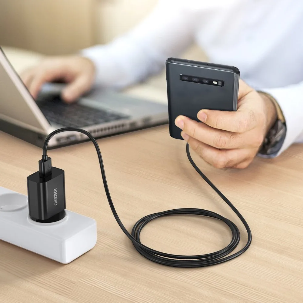 QuickCharge 3.0 18W 3A brzi AC punjač + 1 m crni USB kabel 5