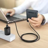 QuickCharge 3.0 18 W 3 A gyors hálózati töltő + 1 m-es fekete USB-kábel 5