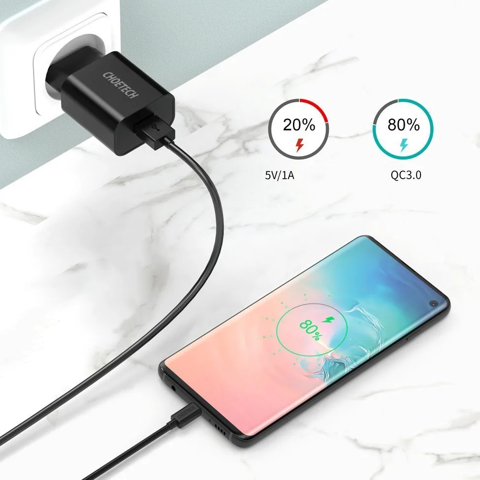 QuickCharge 3.0 18W 3A brzi AC punjač + 1 m crni USB kabel 7