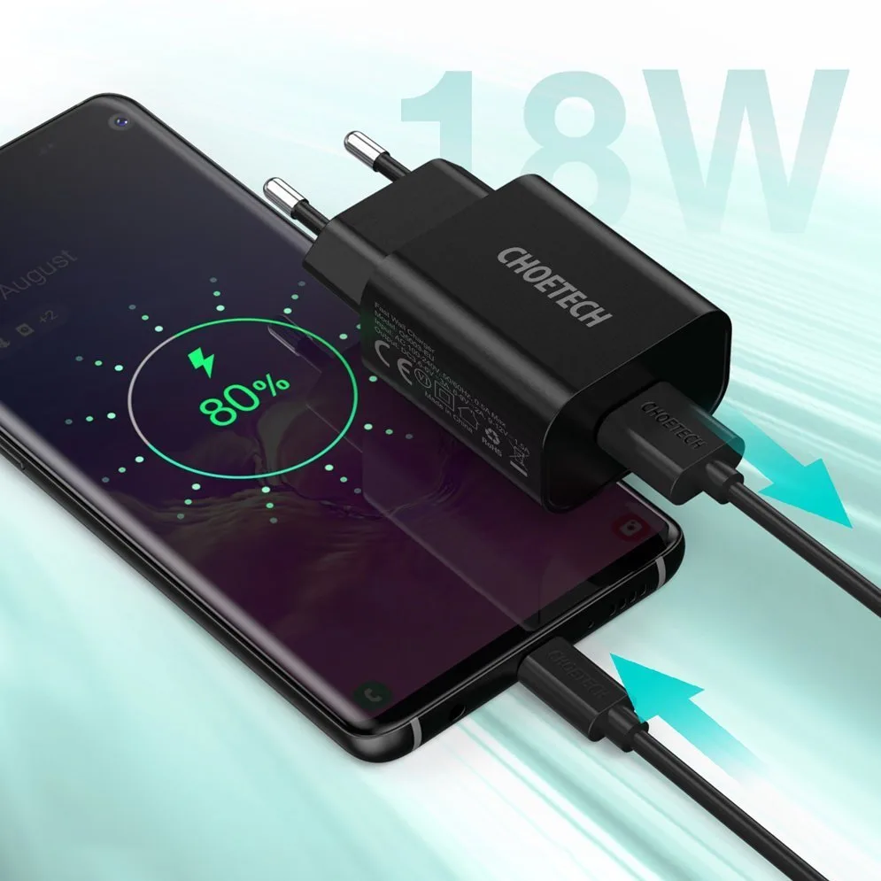 QuickCharge 3.0 18W 3A brzi AC punjač + 1 m crni USB kabel 8