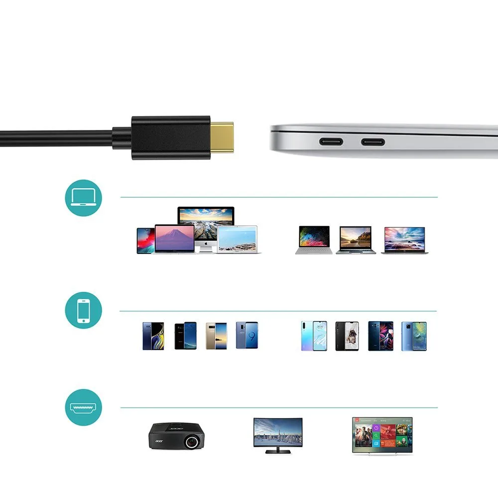 USB Type-C – HDMI 4K 30 Hz kábel, 3 m, fekete 6