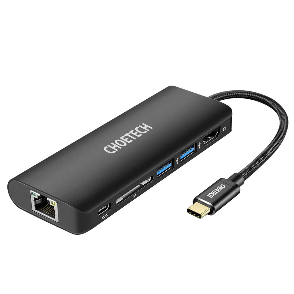 6 az 1-ben USB Type-C hub adapter dokkolóállomás 100 W PD fekete
