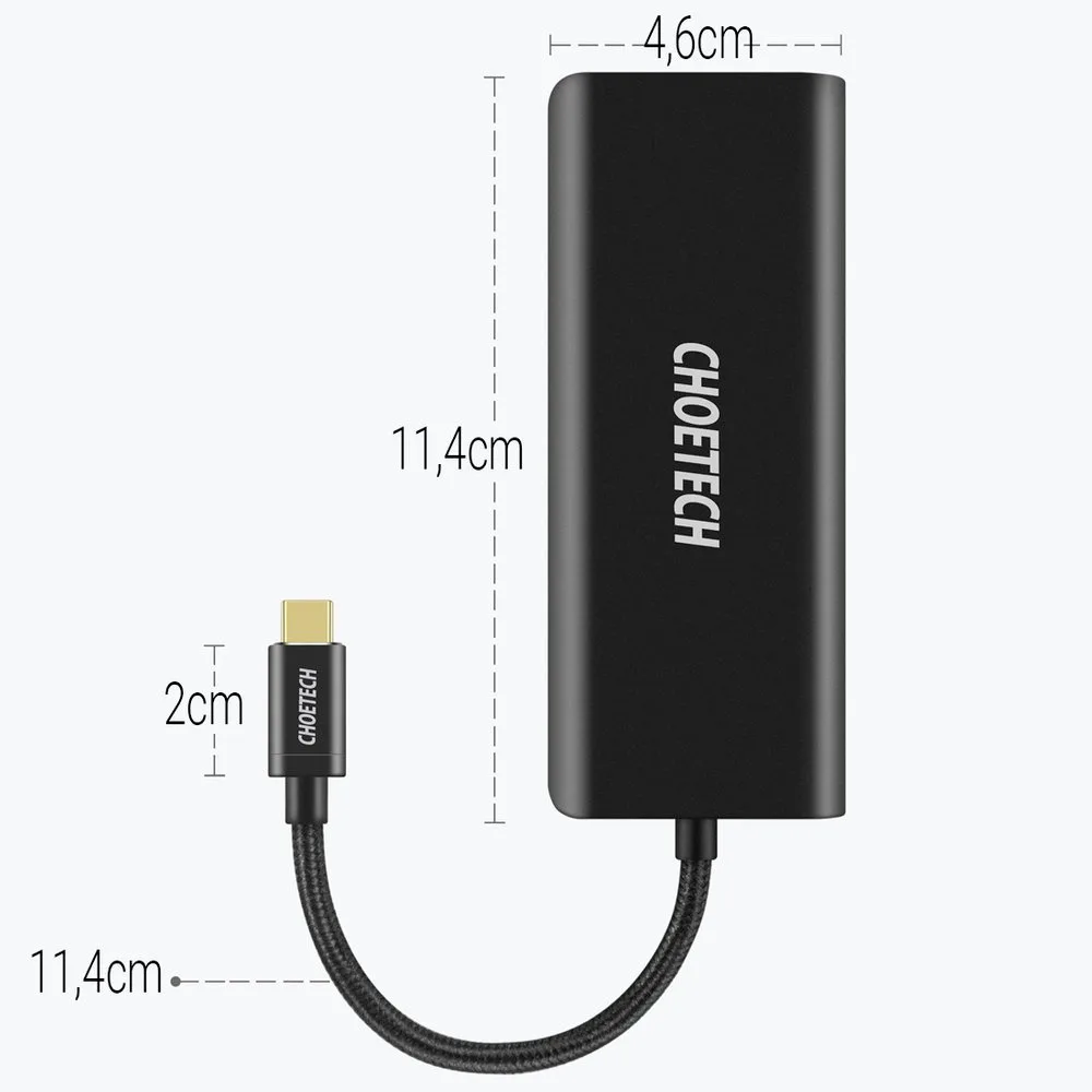 6 az 1-ben USB Type-C hub adapter dokkolóállomás 100 W PD fekete 7
