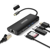 6 az 1-ben USB Type-C hub adapter dokkolóállomás 100 W PD fekete 9