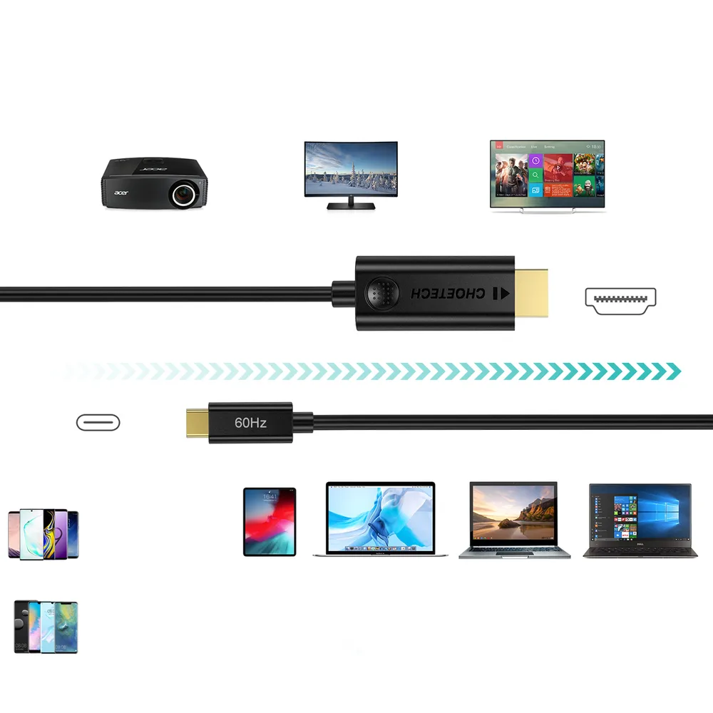 USB Type-C to HDMI 2.0 4K 60Hz Adapter Cable, 1.8m, Black 4