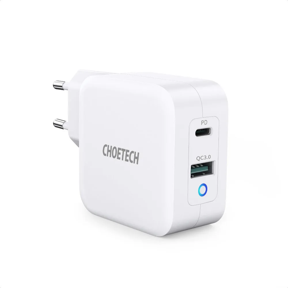 GaN USB Type-C PD USB-A QC3.0 65 W 3,25 A gyors fali töltő, fehér