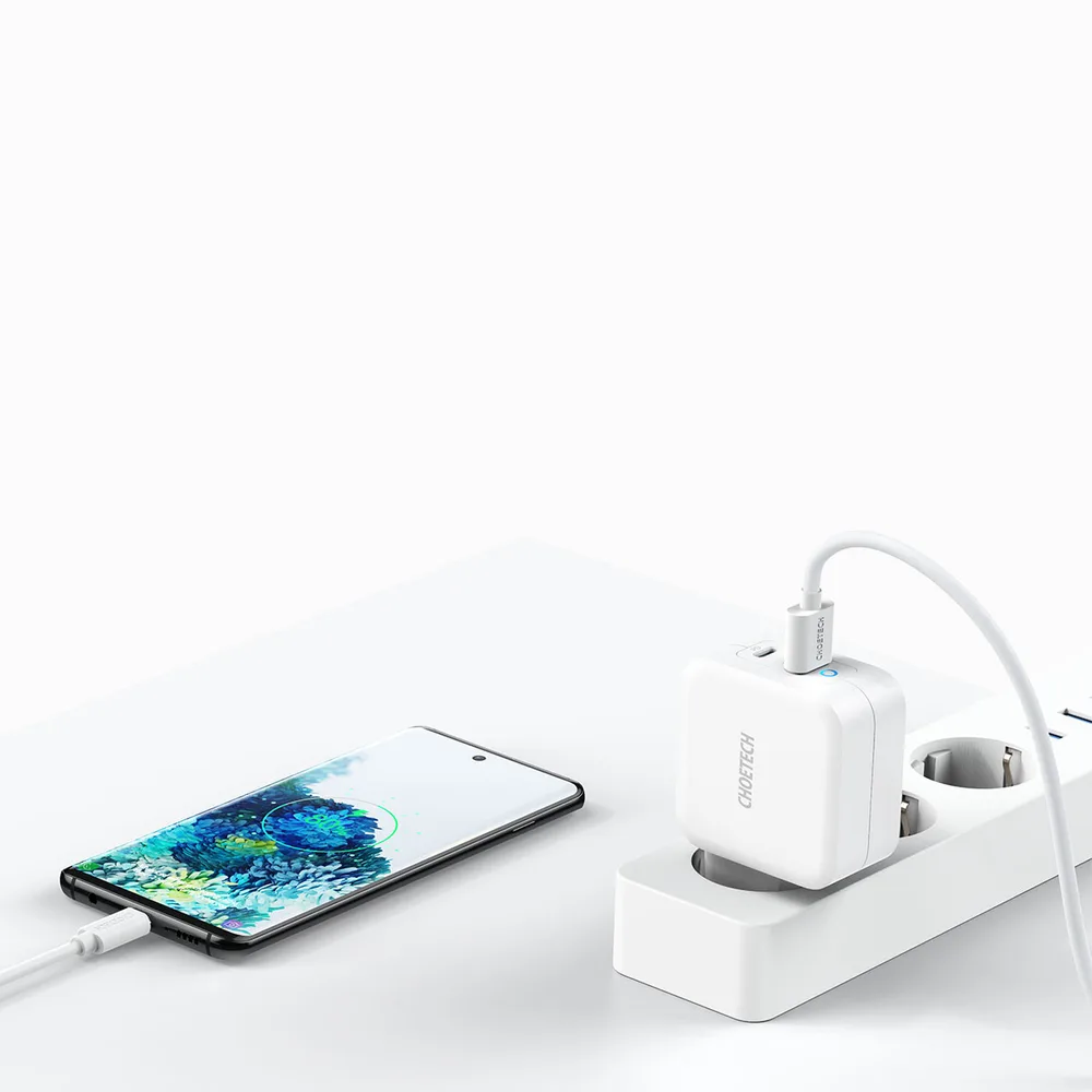 GaN USB Type-C PD USB-A QC3.0 65W 3.25A Fast Wall Charger, White 3