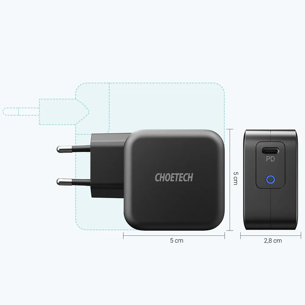 GaN USB Type-C 61W 3A Power Delivery brzi zidni punjač, crni 4