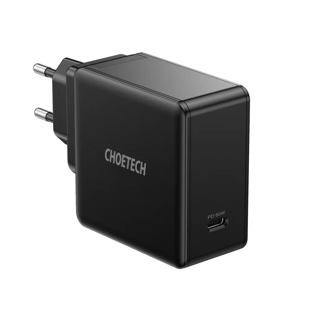 USB Type-C PD 60 W 3 A gyors fali töltő, fekete