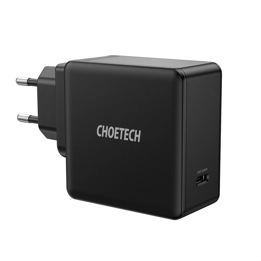 USB Type-C PD 60 W 3 A gyors fali töltő, fekete