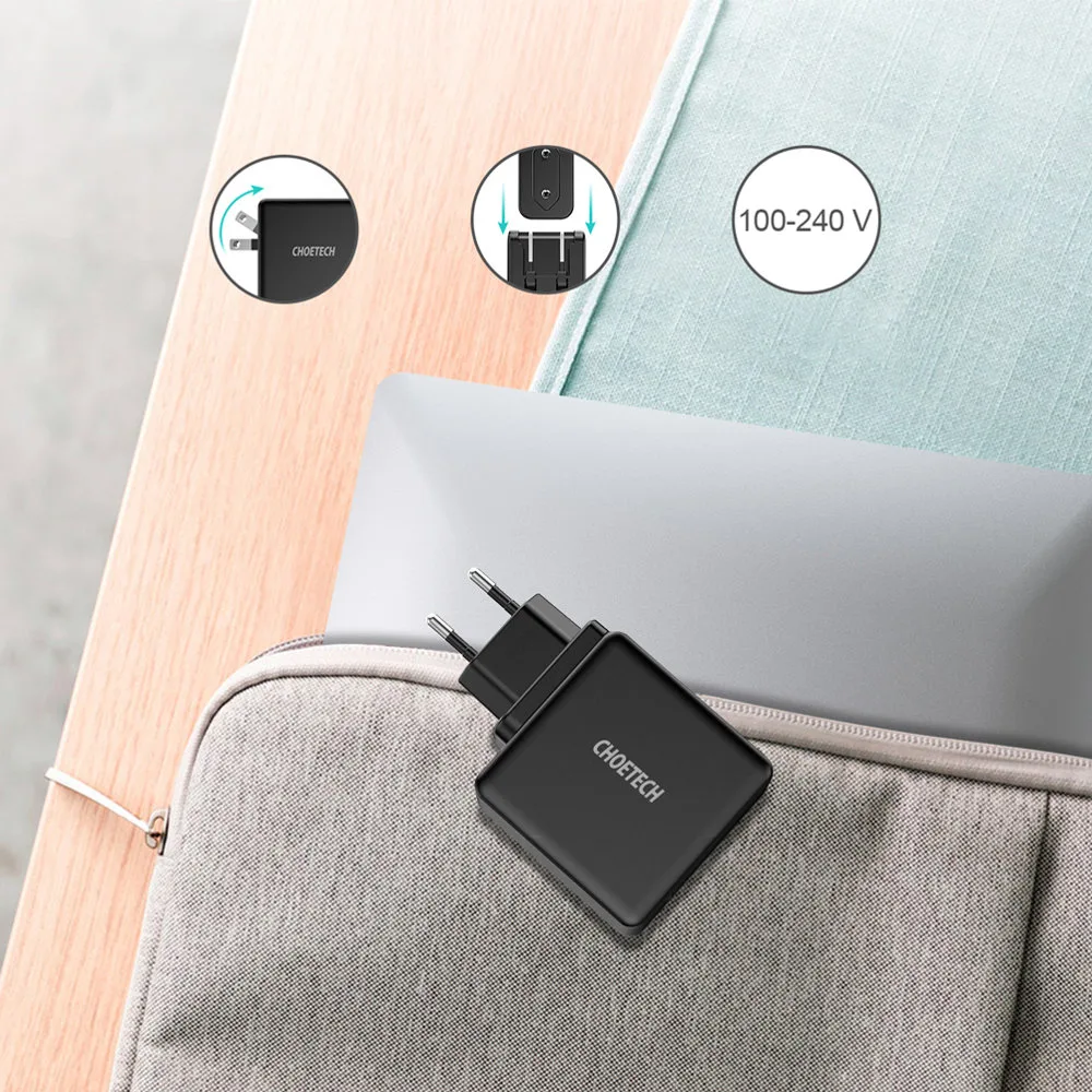 USB Type-C PD 60W 3A Fast Wall Charger, Black 6