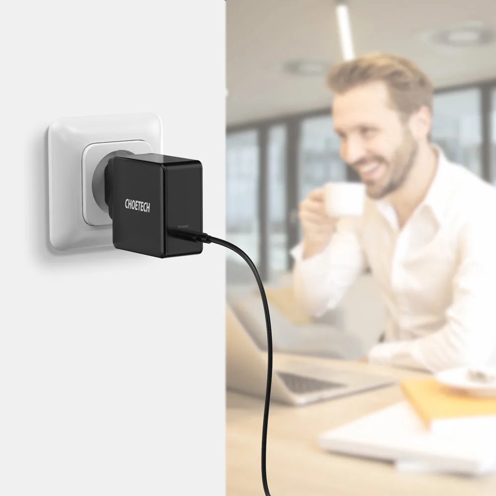 USB Type-C PD 60W 3A Fast Wall Charger, Black 8