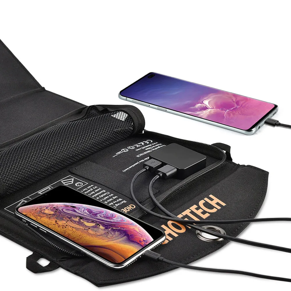 Foldable 19W Solar USB Charger, 2xUSB, Black 3