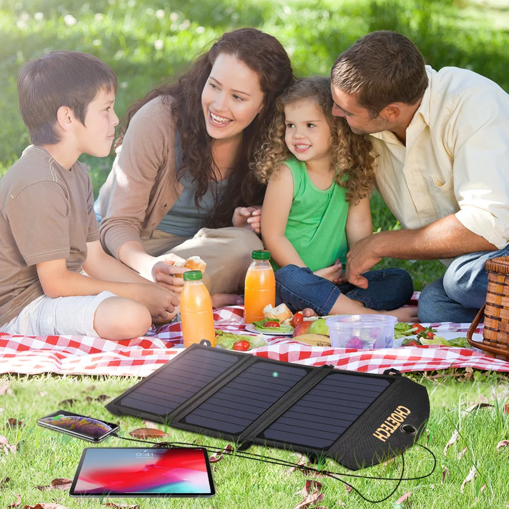 Foldable 19W Solar USB Charger, 2xUSB, Black 8