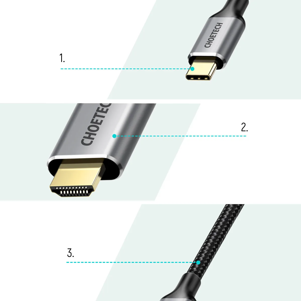 USB Type-C to HDMI 2.0 Adapter + 2m Gray HDMI Cable 7