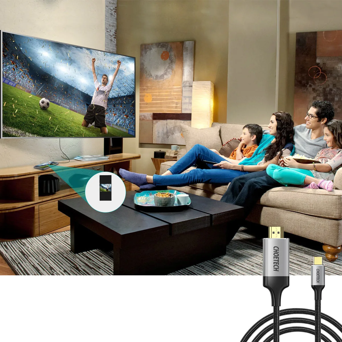 USB Type-C to HDMI 2.0 Adapter + 2m Gray HDMI Cable 9