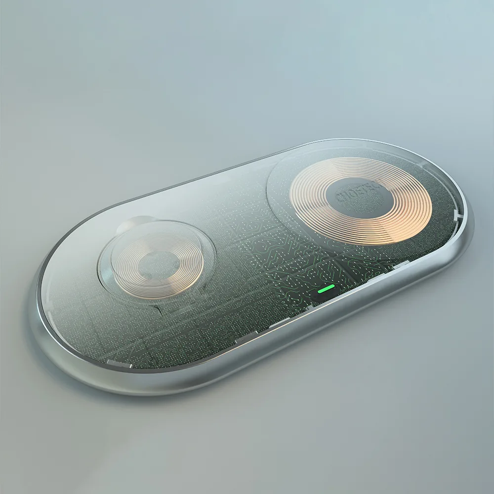 Ładowarka bezprzewodowa Qi 2w1 do smartfona Apple Watch ze stojakiem USB Typ C biały 5