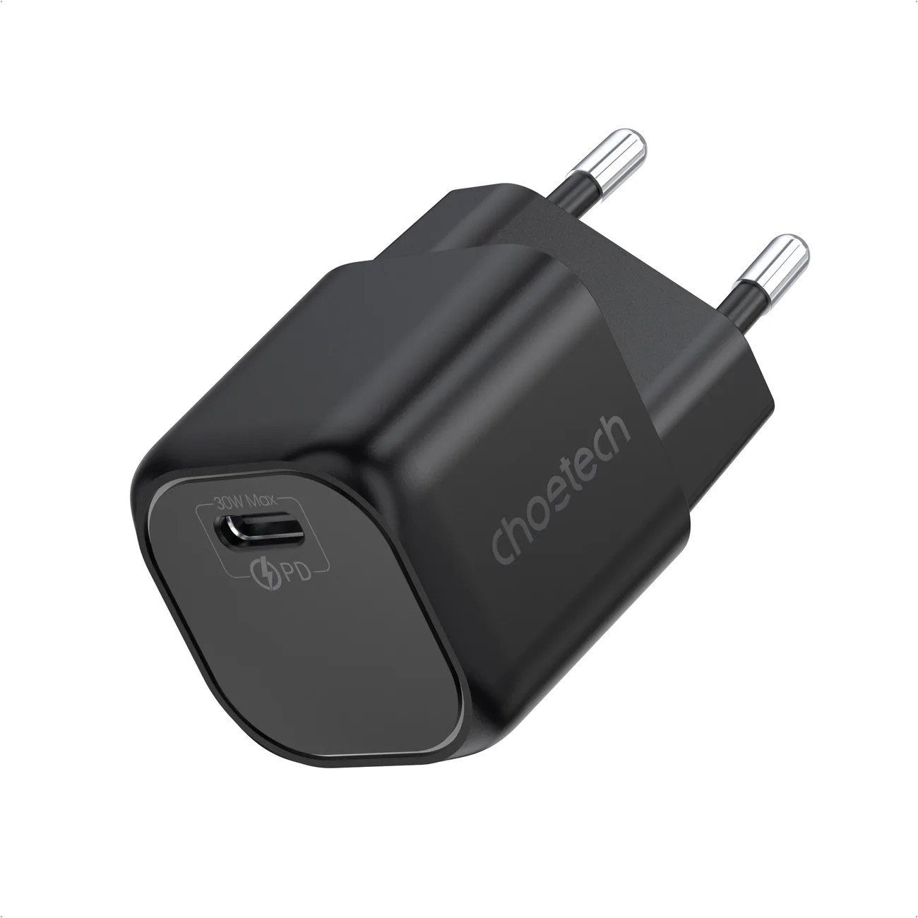 GaN USB Type-C PD 30 W-os fali töltő, fekete