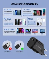 GaN USB Type-C PD 30W zidni punjač, crni 4