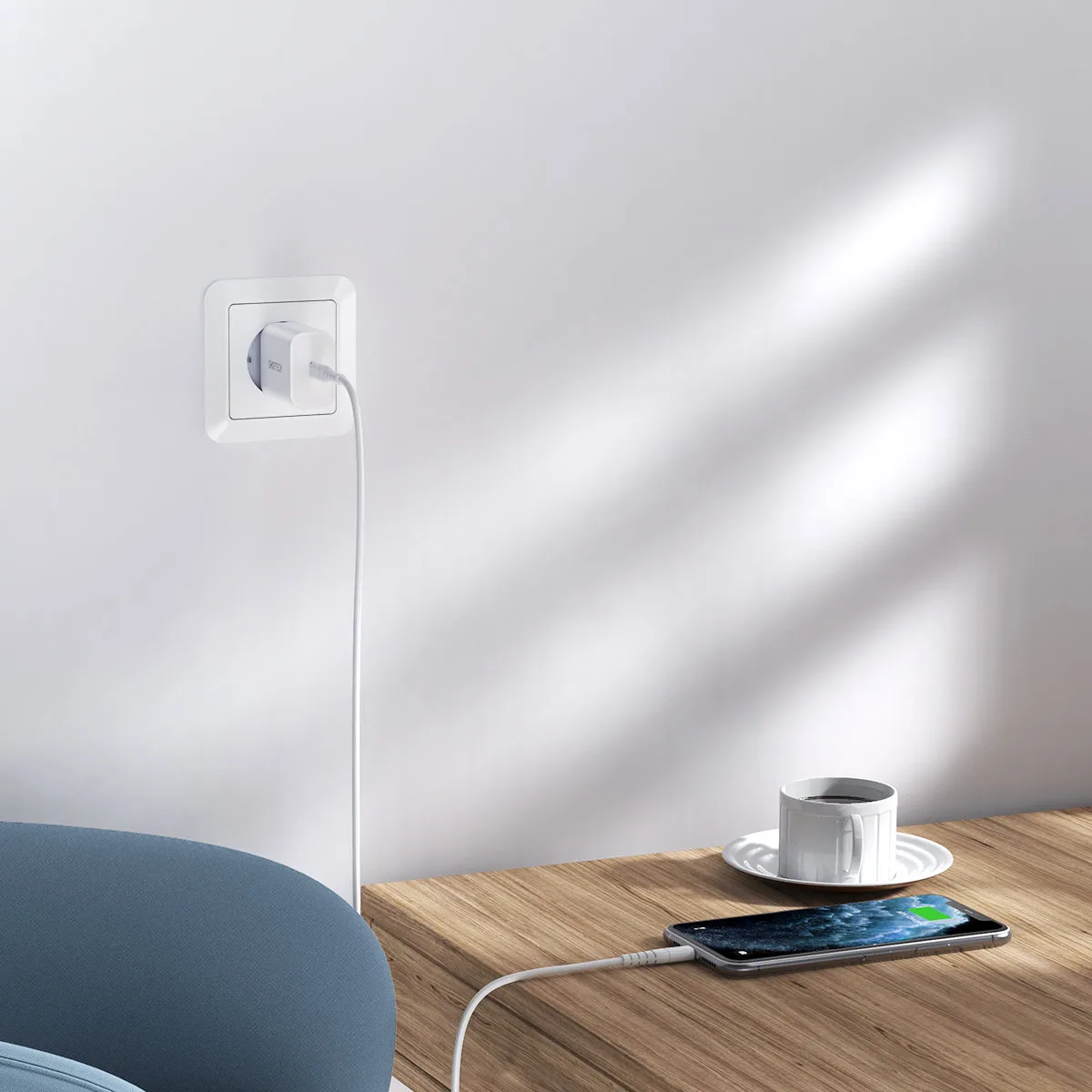 USB Type-C PD 20 W-os fali töltő, fehér