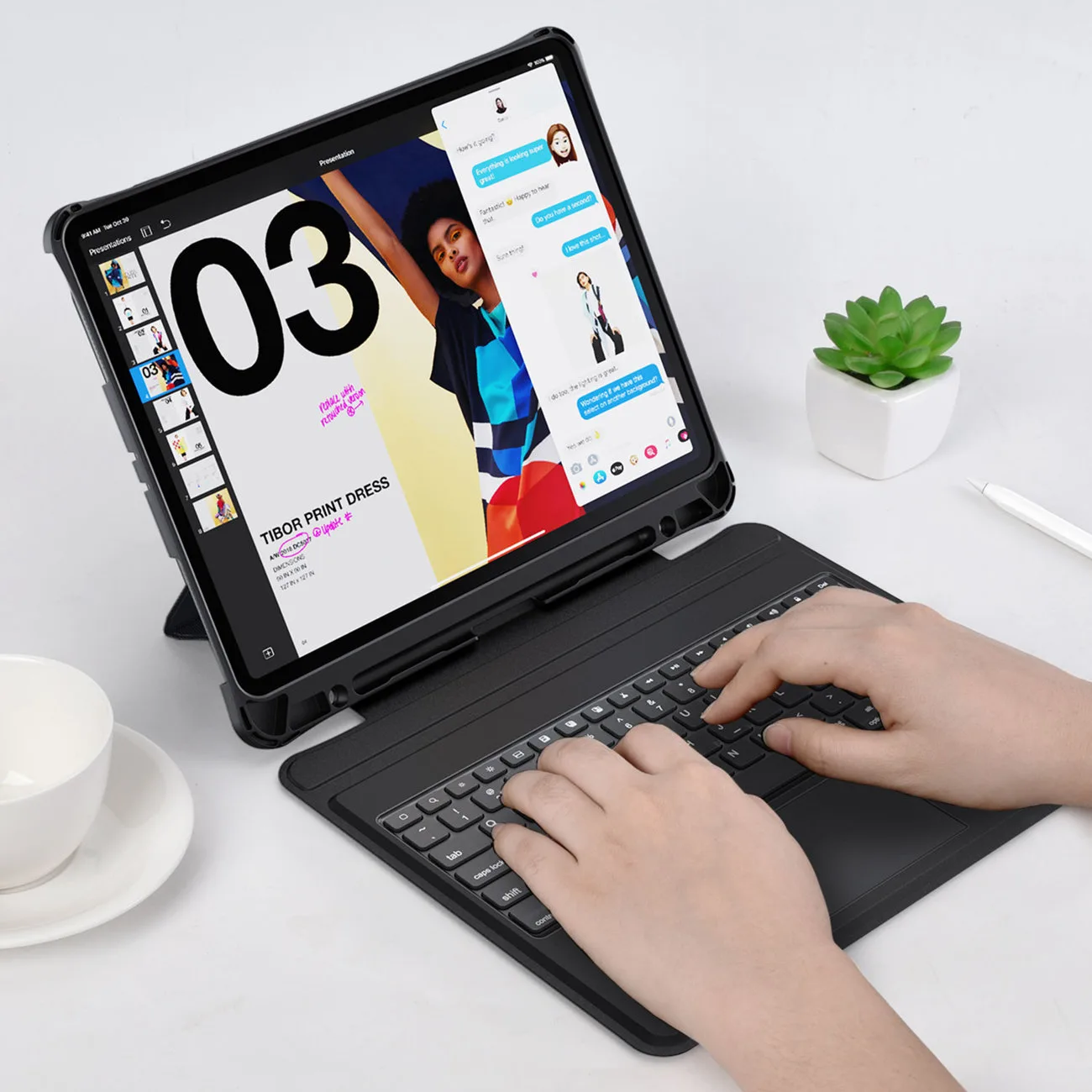 Husă cu tastatură pentru iPad Pro 12,9" + tastatură Bluetooth fără fir, negru 11