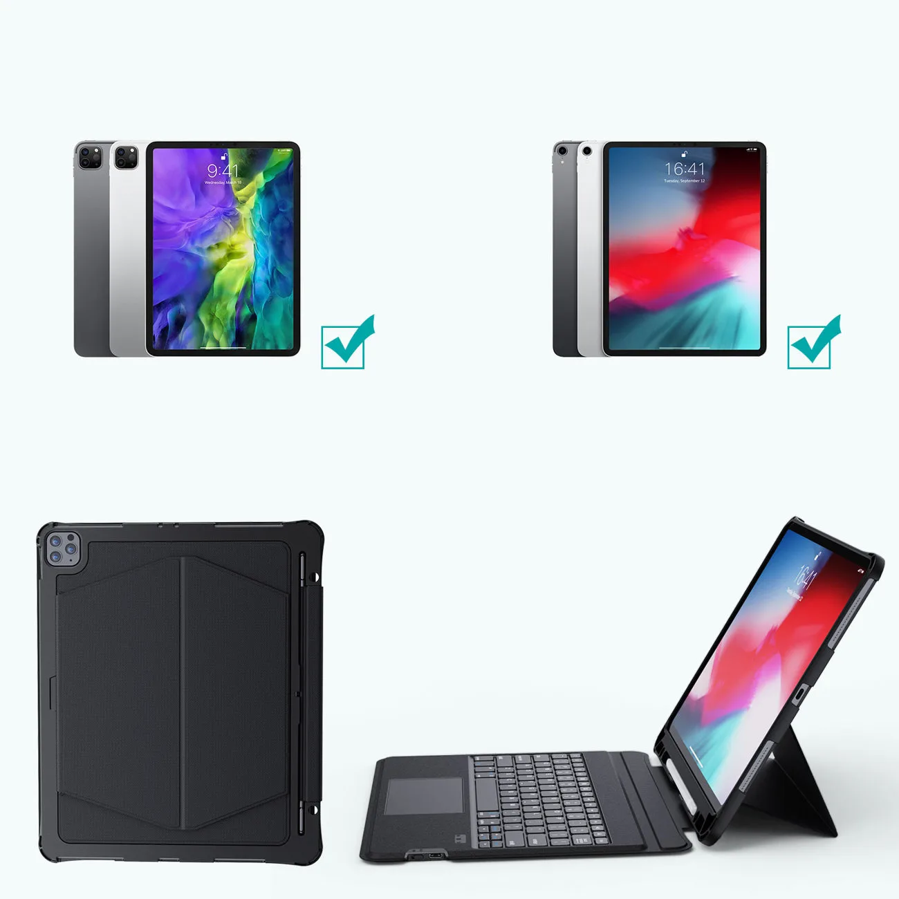 Husă cu tastatură pentru iPad Pro 12,9" + tastatură Bluetooth fără fir, negru 4