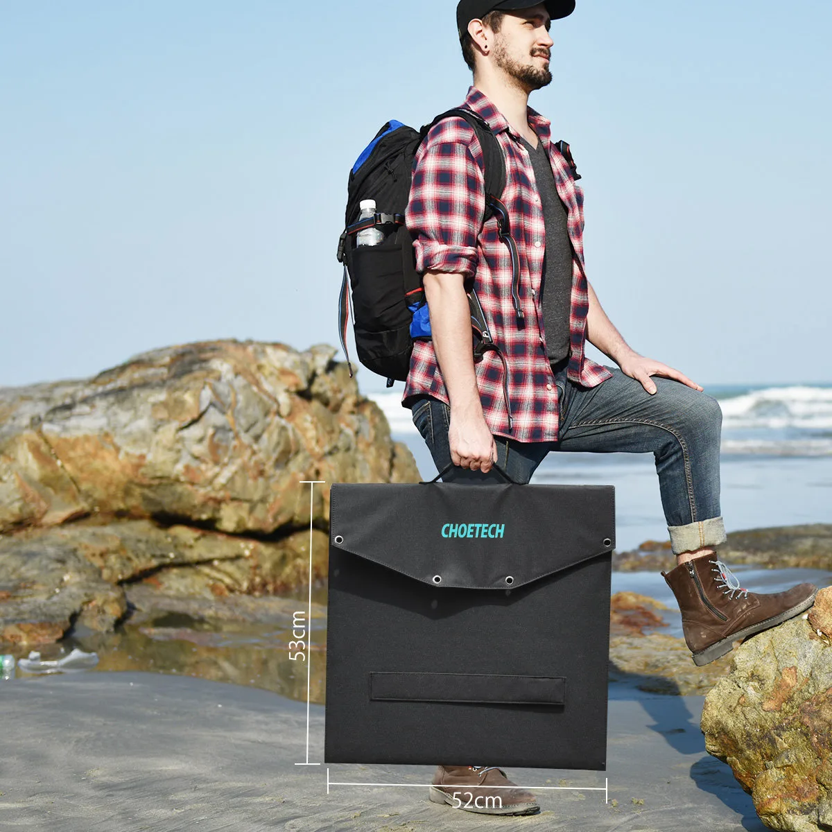 Sklopivi 120W DC solarni punjač s 3 USB priključka, crni 7