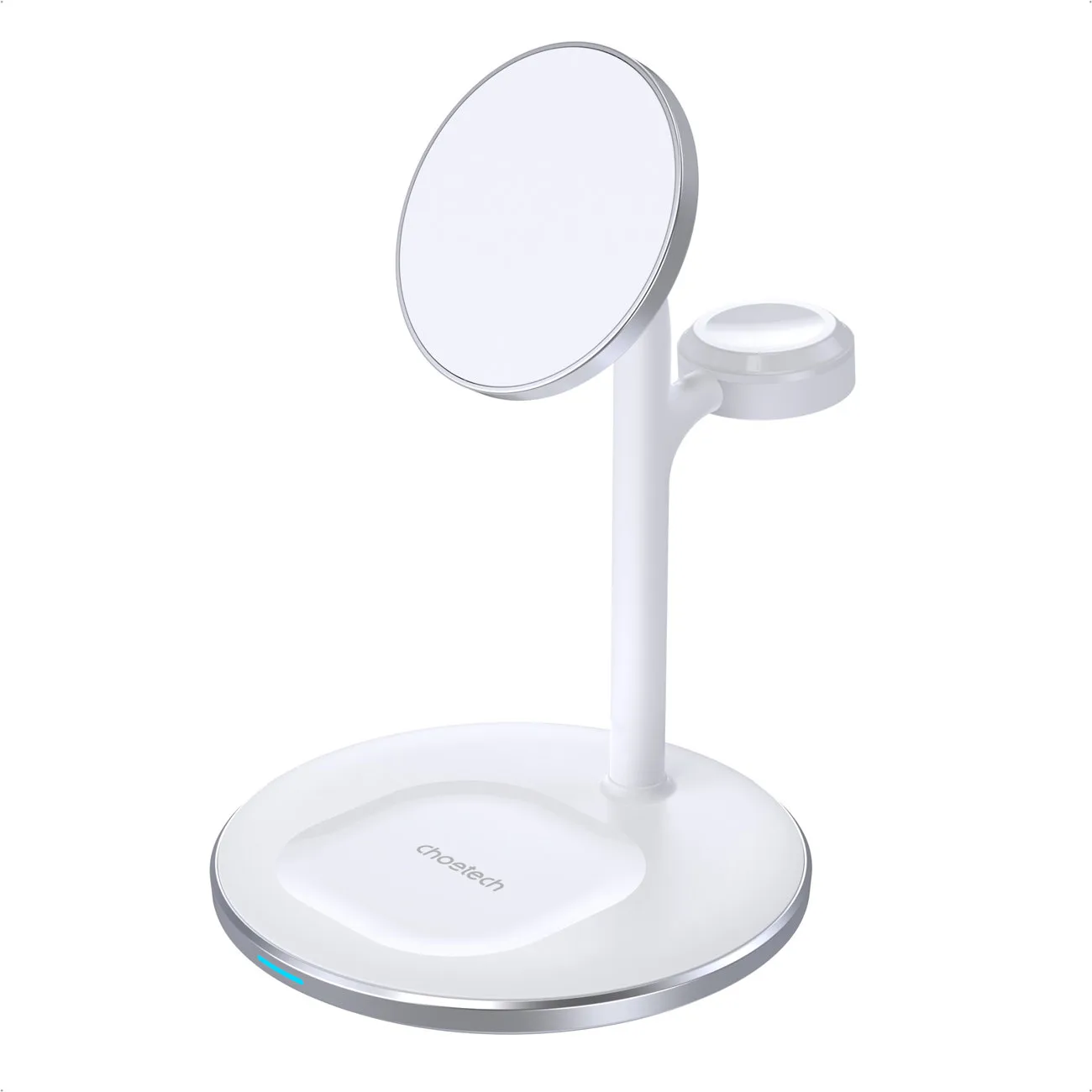 Vezeték nélküli indukciós töltő állvánnyal iPhone, Apple Watch és AirPods készülékekhez (fehér)