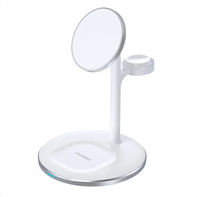 Vezeték nélküli indukciós töltő állvánnyal iPhone, Apple Watch és AirPods készülékekhez (fehér)