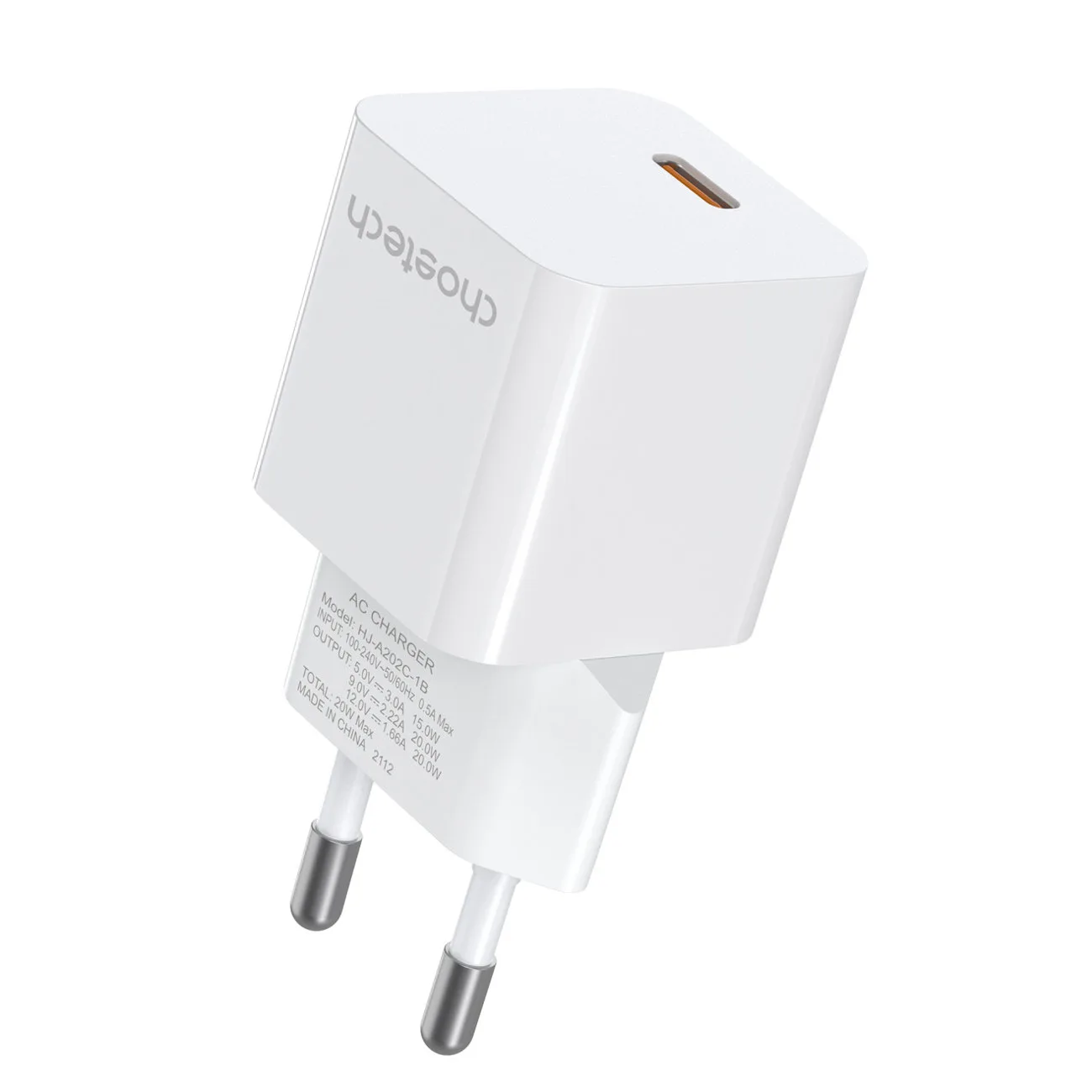 20 W-os USB Type-C fali töltő, fehér
