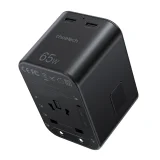 Gyors utazási töltő EU, UK, USA és AUS csatlakozókkal, 3xUSB, 30-65 W, fekete 2