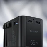 Gyors utazási töltő EU, UK, USA és AUS csatlakozókkal, 3xUSB, 30-65 W, fekete 9